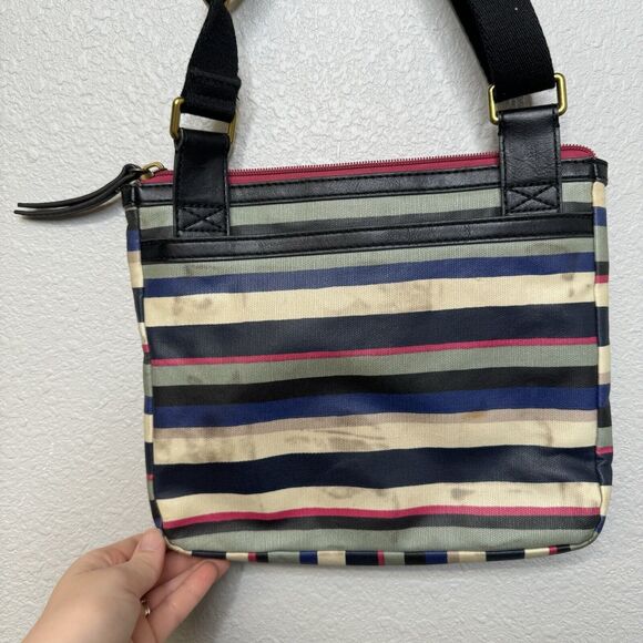 FOSSIL ELIZA Crossbody Blue Multi-Striped Coated Canvas Messenger Bag SHB1923425 - Picture 5 of 5